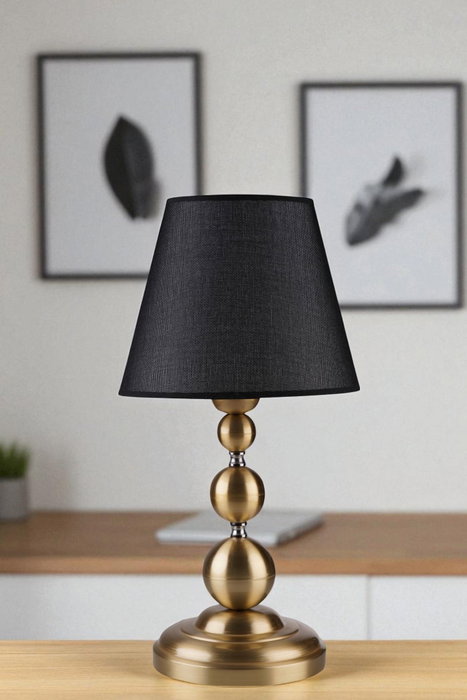 Opviq Lámpara de Mesa 8908-3 Negro y Dorado